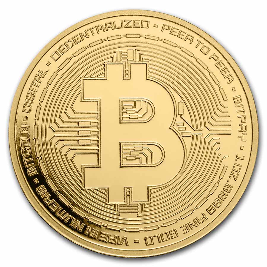 1  Unze Goldmünze  Round - Bitcoin