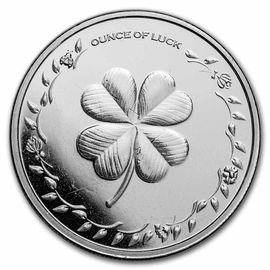 1 Unze Silbermünze Round - Ounce of Luck Clover & Horseshoe