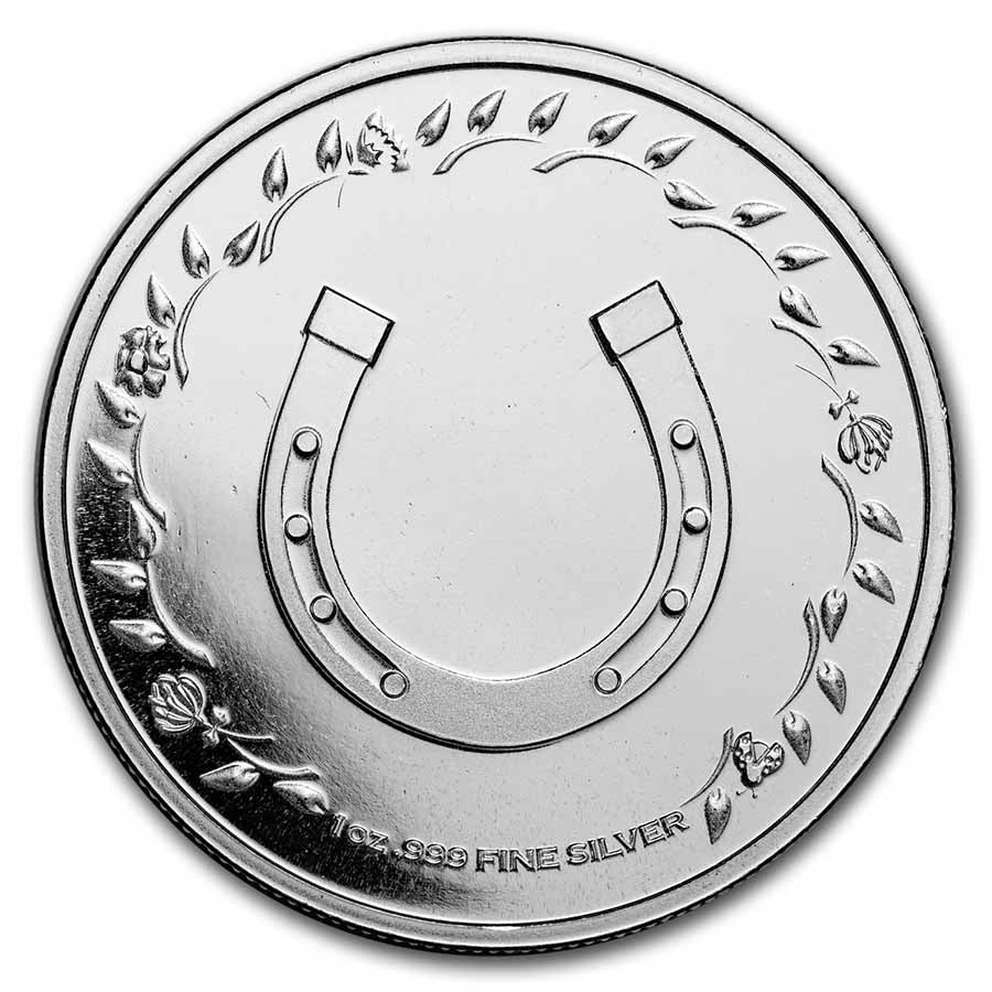 1 Unze Silbermünze Round - Ounce of Luck Clover & Horseshoe - Image 2