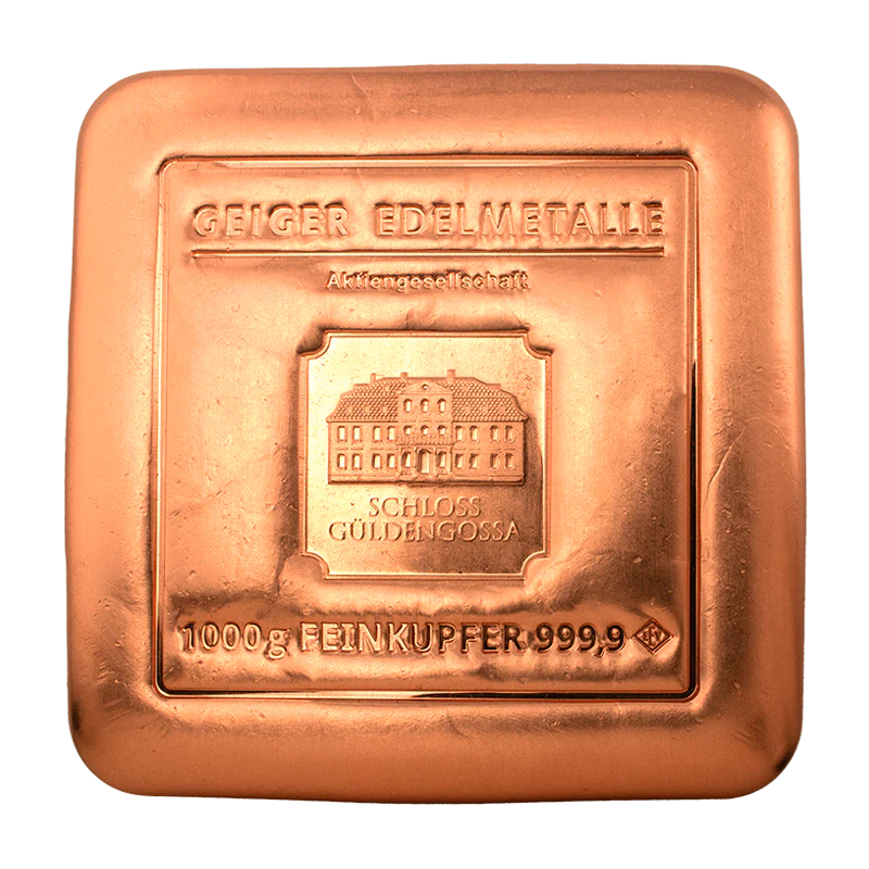 1kg Kupferbarren Güldengossa (gegossen)
