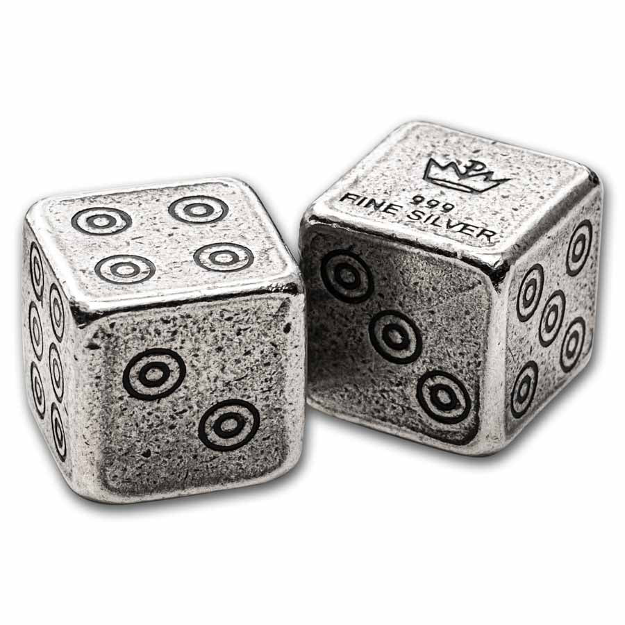 2.5 Unzen Silber Gaming Dice w/ Wooden Box - Image 3