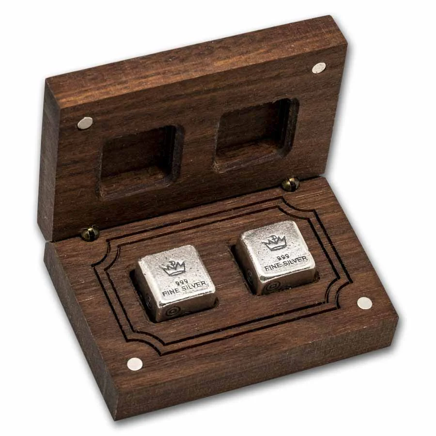 2.5 Unzen Silber Gaming Dice w/ Wooden Box - Image 4