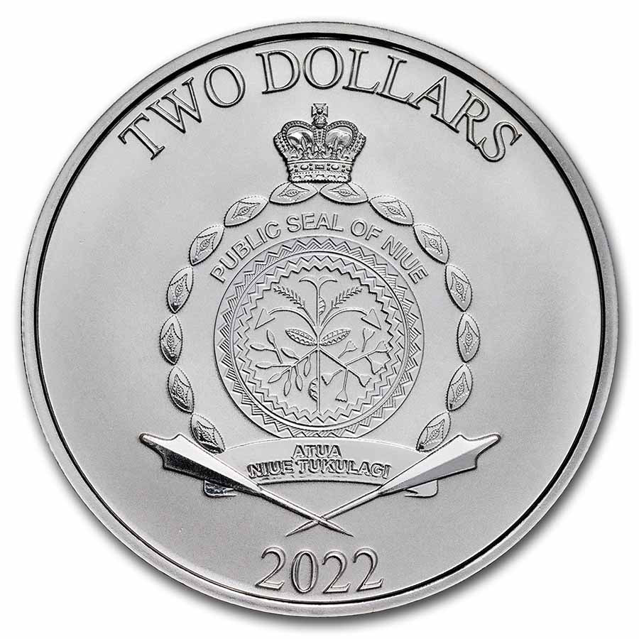 1 Unze Silbermünze Niue $2 Star Wars: Grogu "Baby Yoda" BU Coin 2022 - Image 2