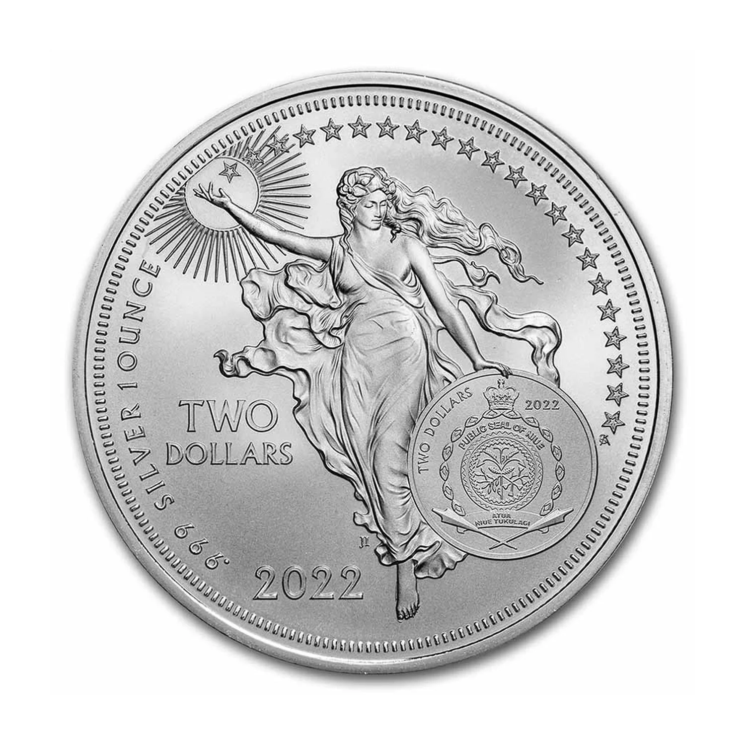 2022 Niue 1 Unze Silber $2 Icons of Inspiration: Albert Einstein BU - Image 2