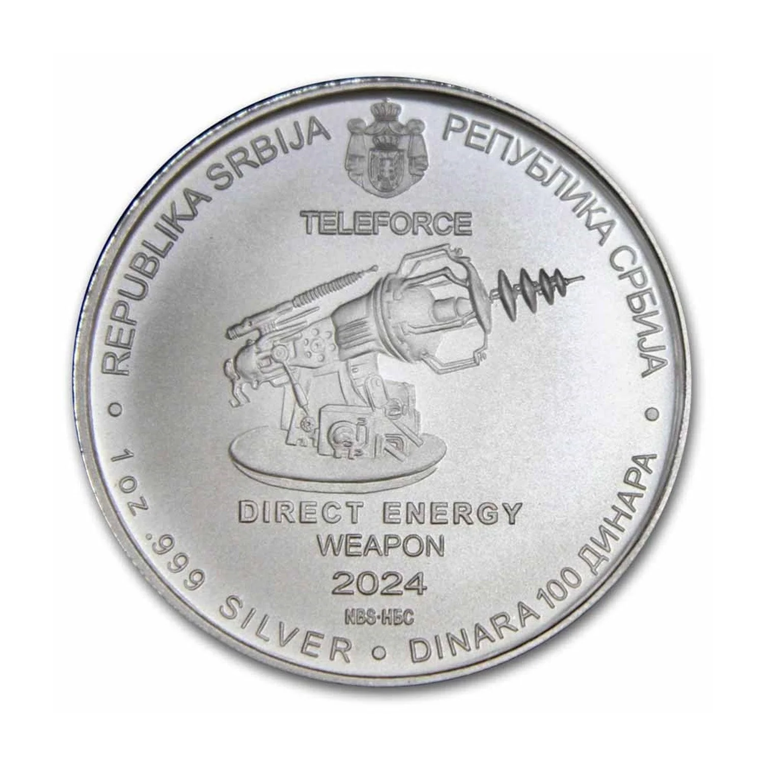 2024 Serbien 1 Unze Silber 100 Dinar Tesla: Direct Energy Weapon