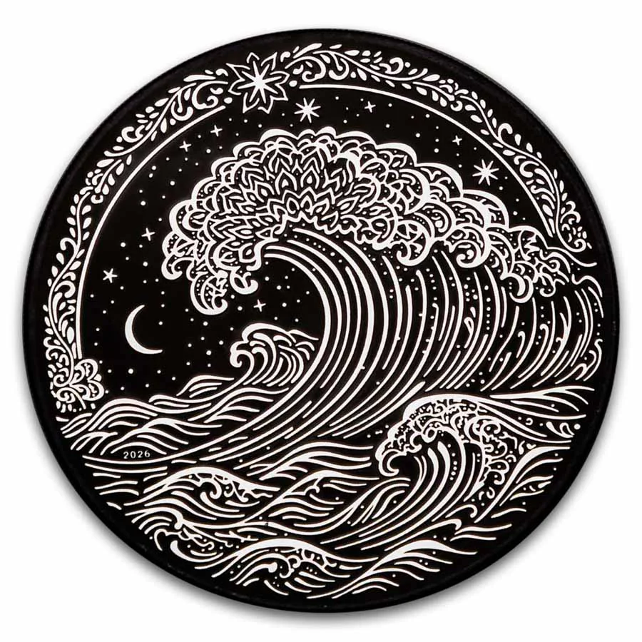 1 Unze Silbermünze Cook Islands Obsidian Black Wave (w/ Box & COA) 2026