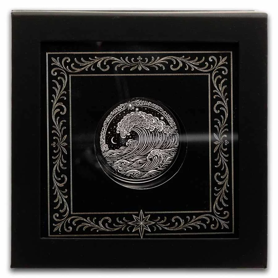 1 Unze Silbermünze Cook Islands Obsidian Black Wave (w/ Box & COA) 2026 - Image 4