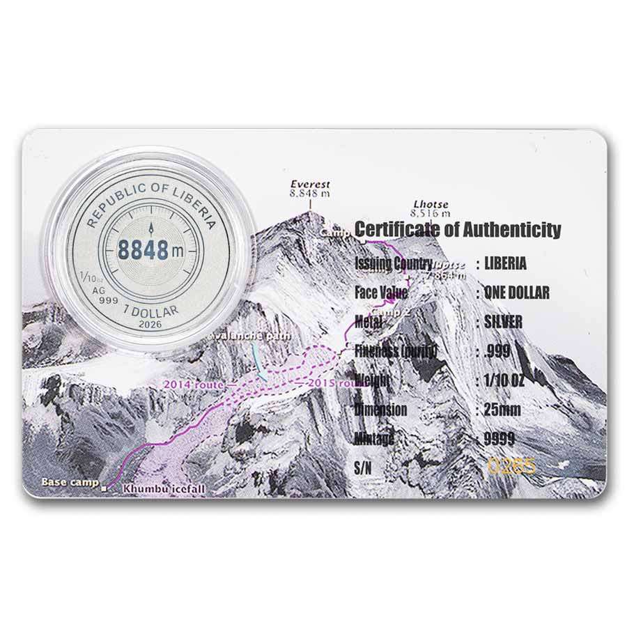 1/10 Unze Silber Liberia Mount Everest 2026 - Image 4