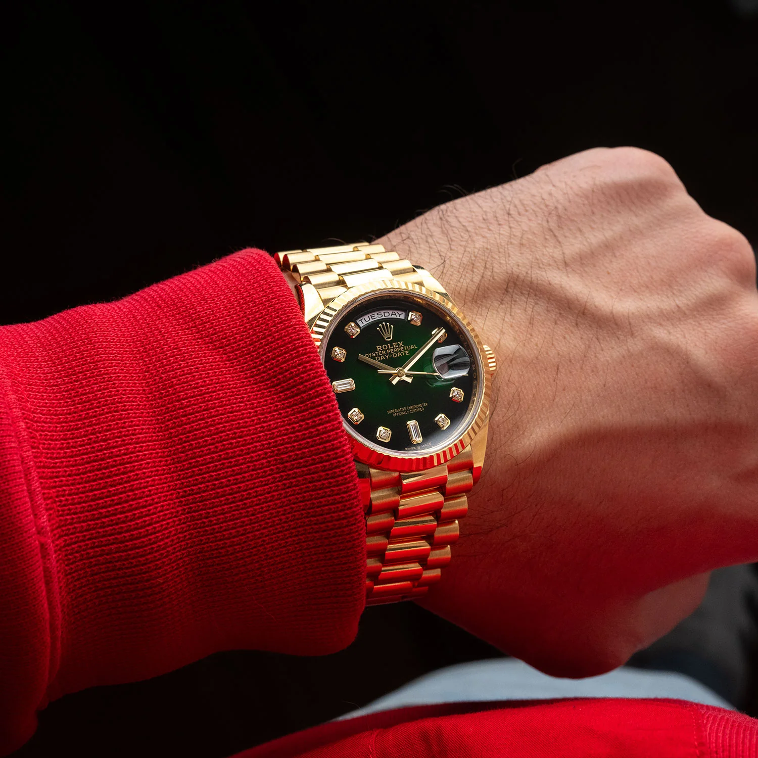Day-Date 36mm Green Ombre Baguette Diamond Dial 2018 - 128238 - Image 5
