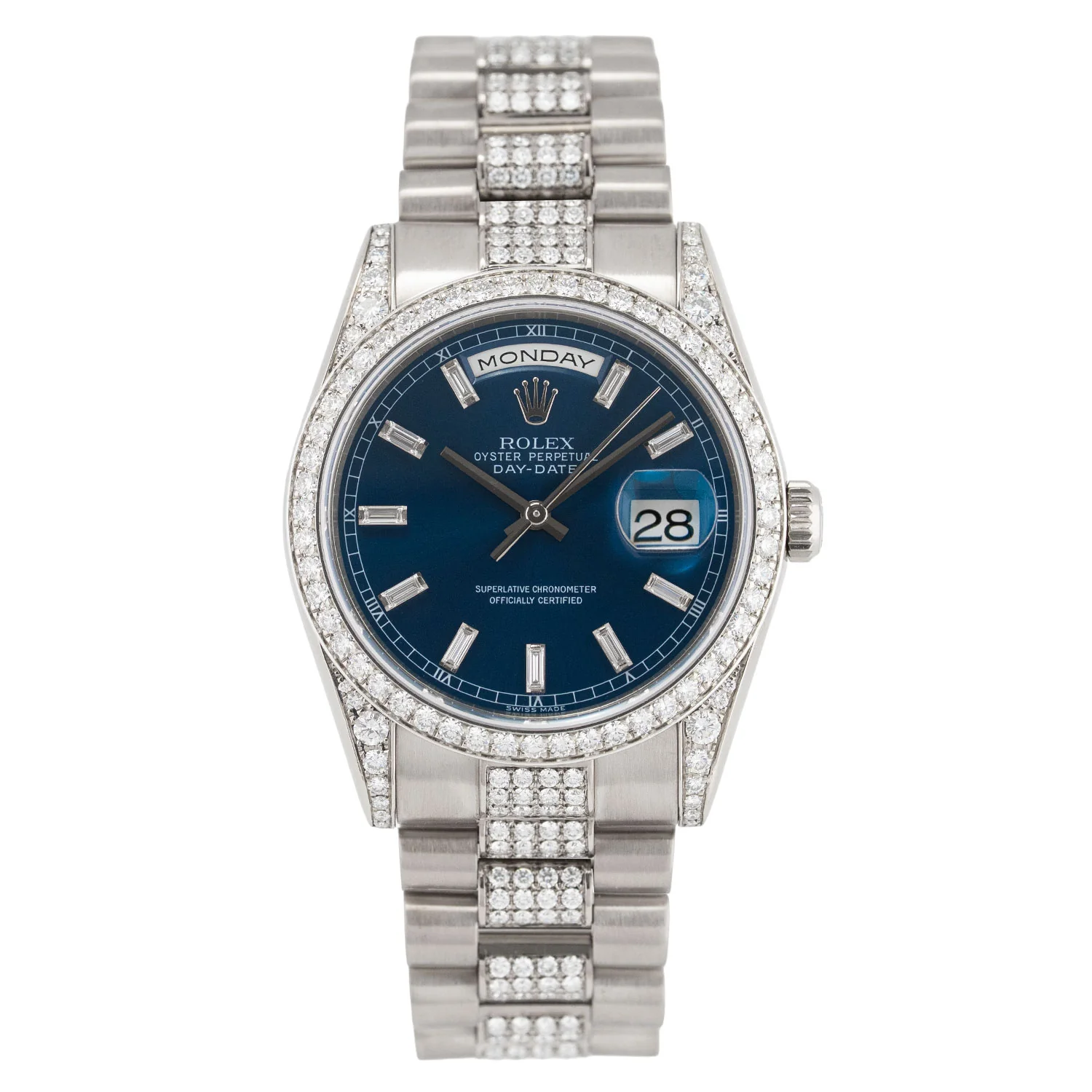 Day-Date 36mm Blue Dial Factory Diamond Setting White Gold - 118389