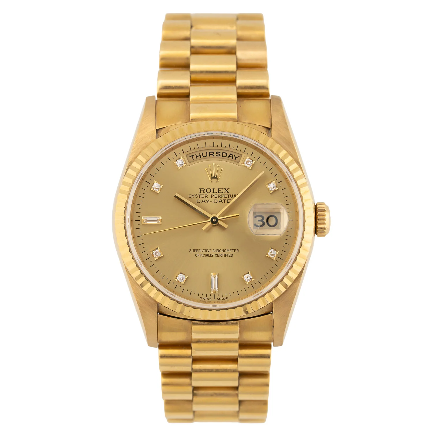 Day-Date Golden Factory Baguette Diamond Dial 1990 - 18238