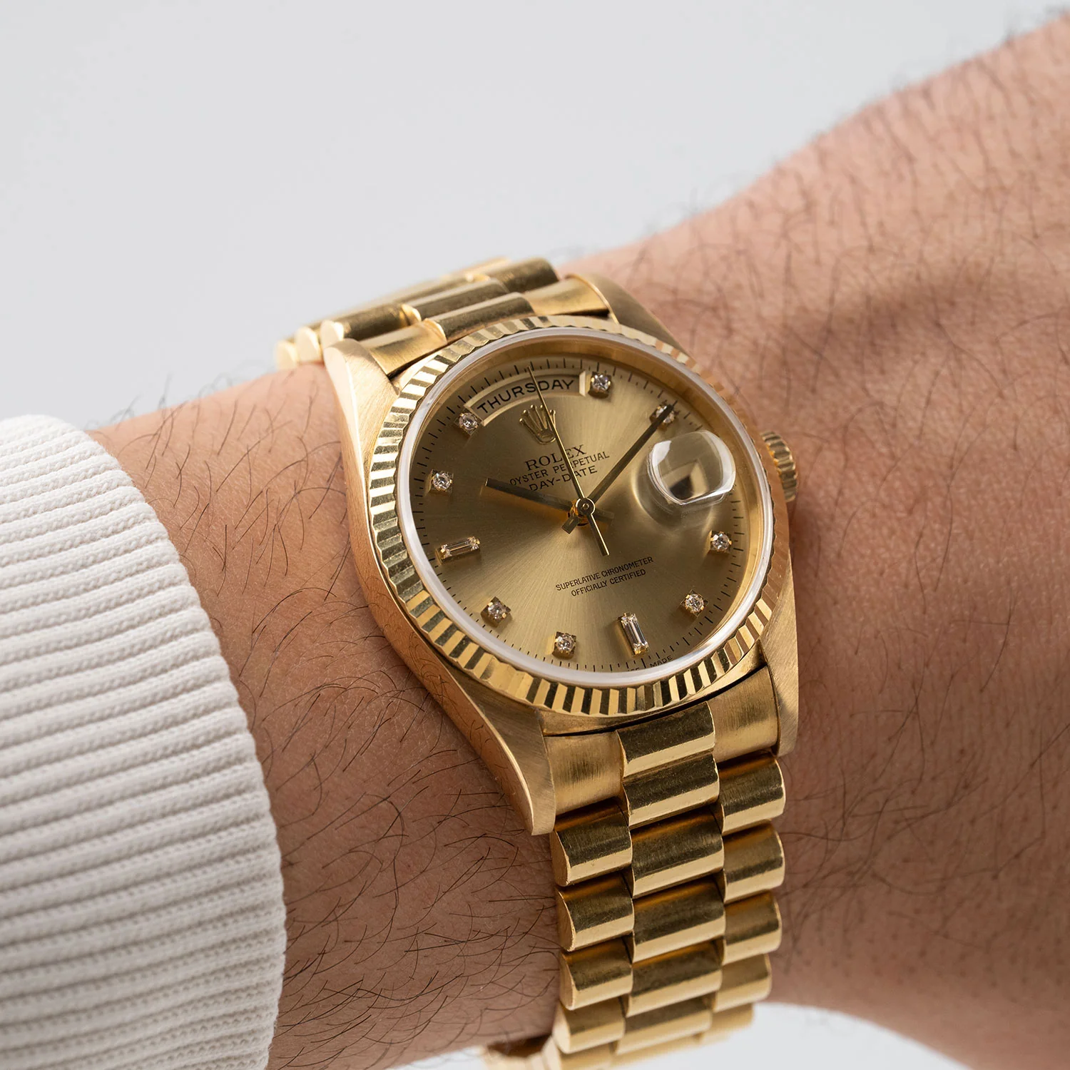 Day-Date Golden Factory Baguette Diamond Dial 1990 - 18238 - Image 5