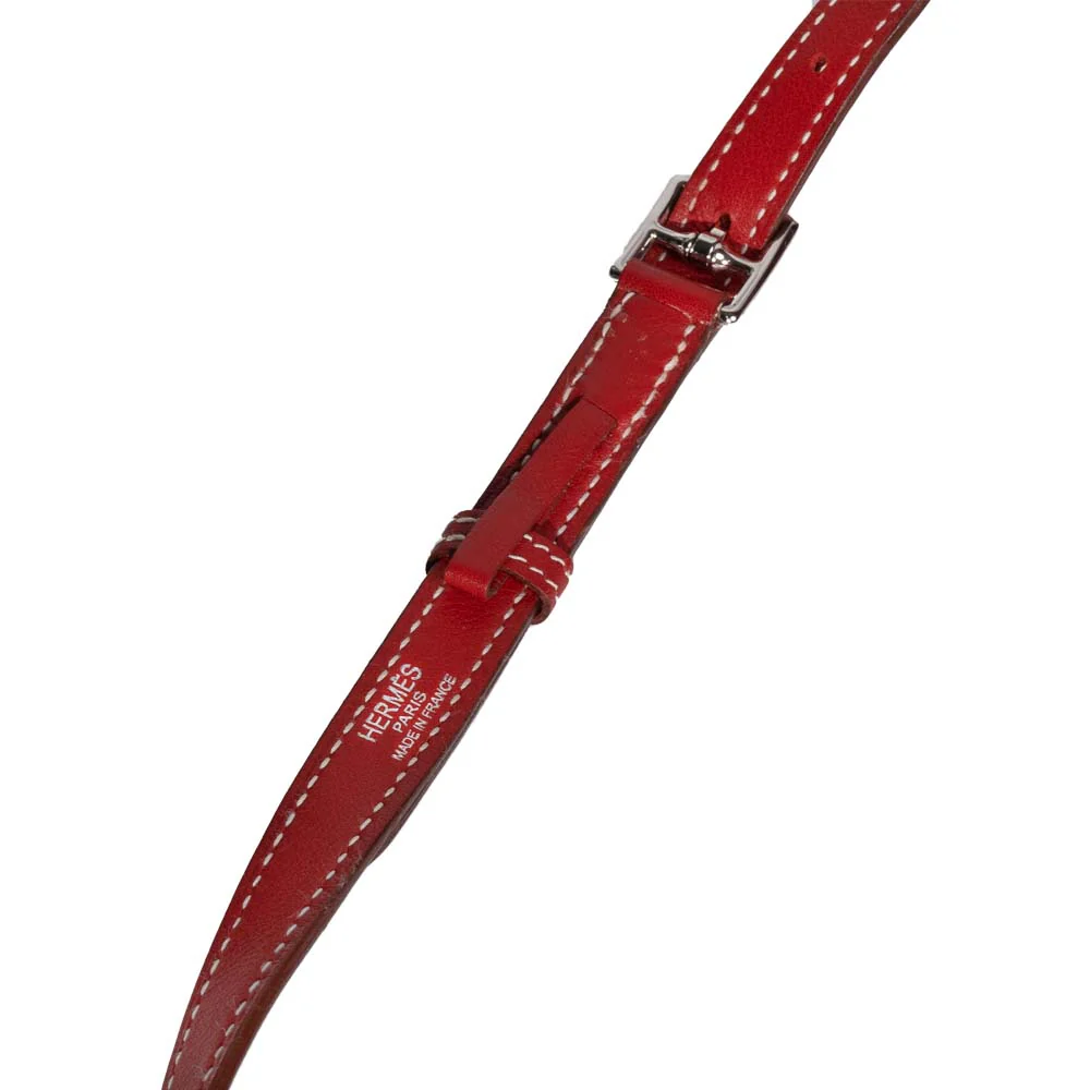 Hermes Red Swift Leather Palladium Plated Kelly Flat 35 Bag - Image 5