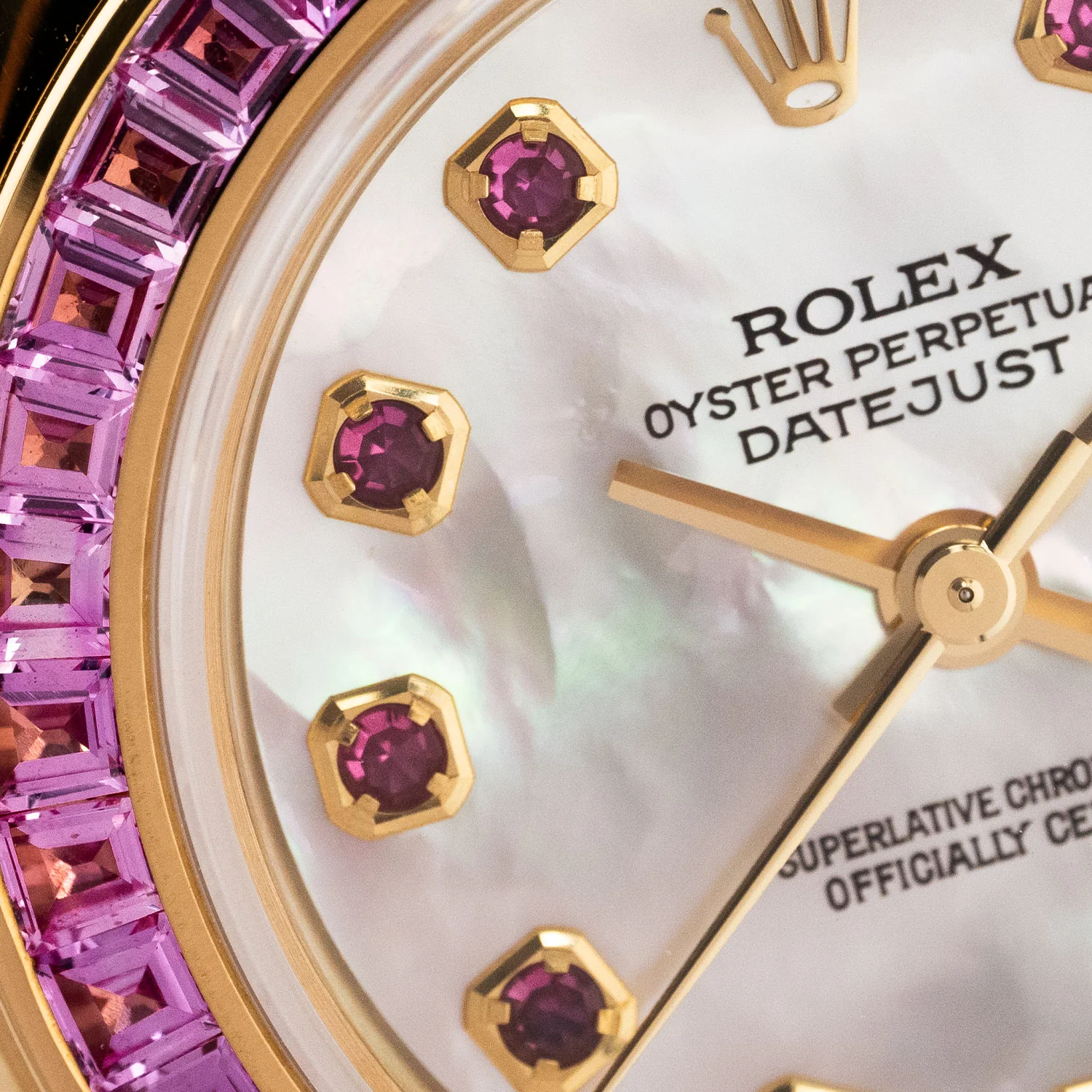 Pearlmaster Yellow Gold Mother of Pearl Diamond Pink Sapphire 2000 - 80308 - Image 3