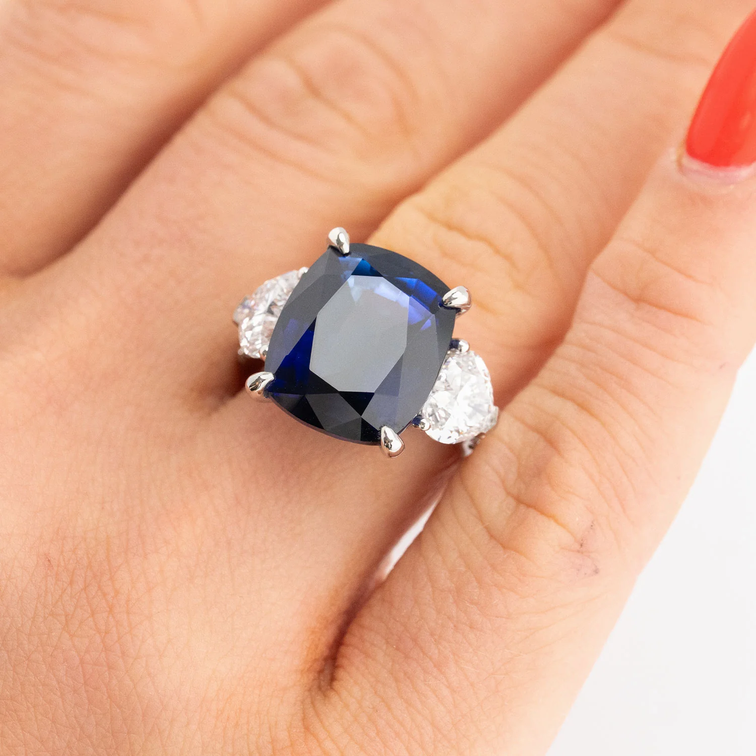 950 Platinum Ring 16.49ct Blue Sapphire with 4.116ct Diamond Setting - Image 7