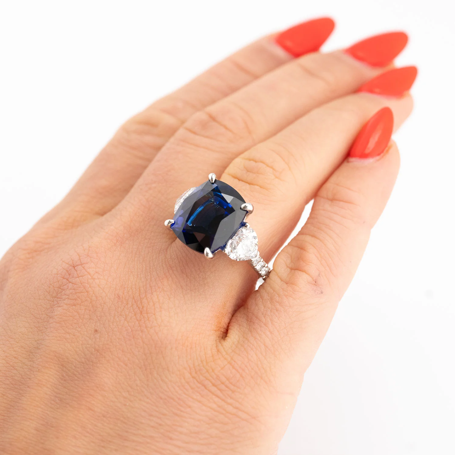 950 Platinum Ring 16.49ct Blue Sapphire with 4.116ct Diamond Setting - Image 8