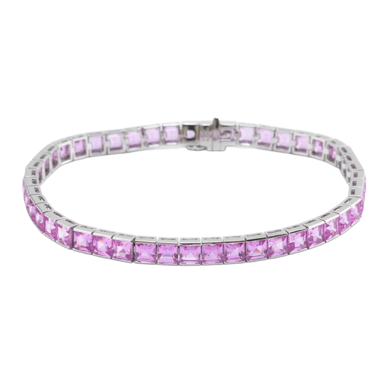 Tennis Bracelet Platinum with 15.345ct Pink Sapphires