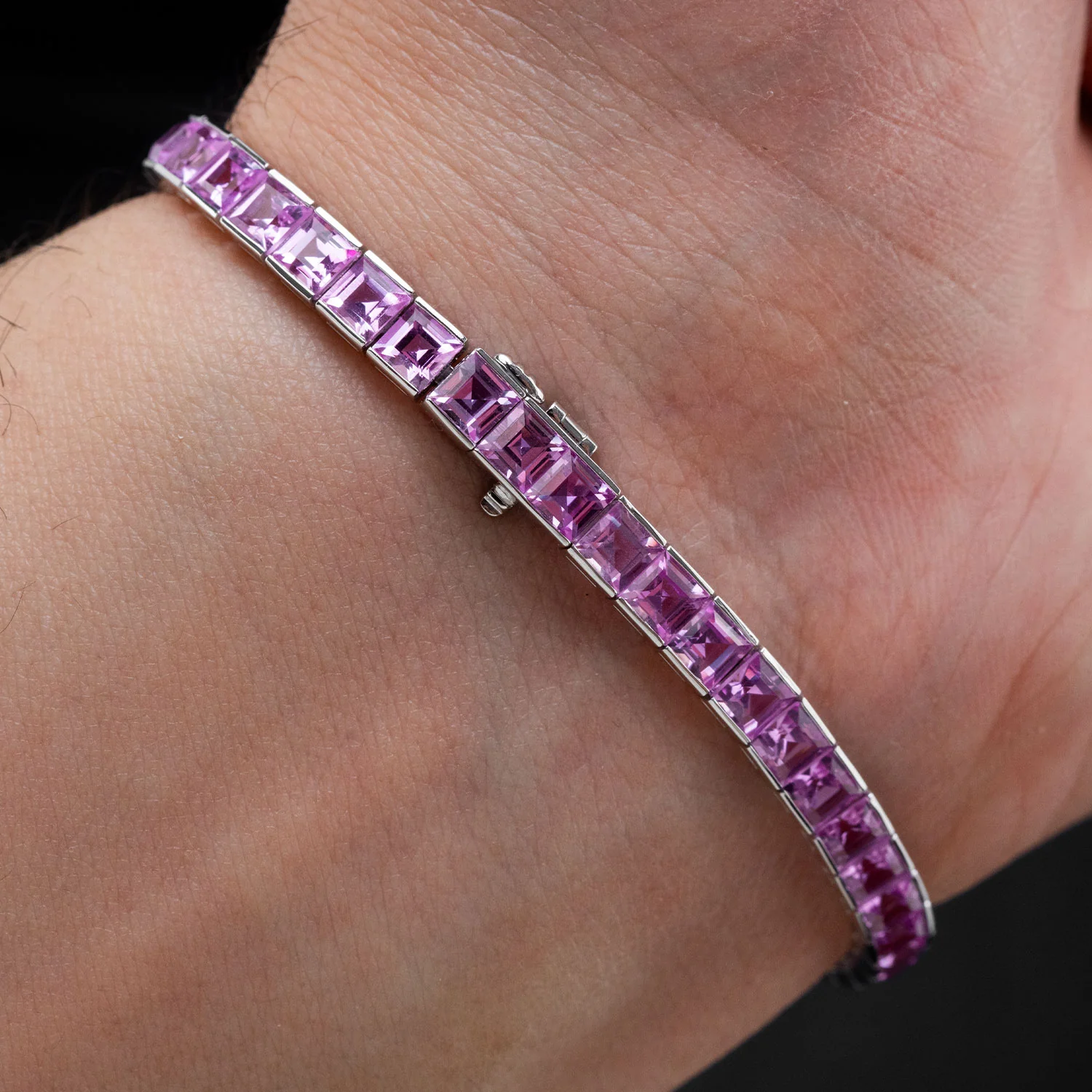 Tennis Bracelet Platinum with 15.345ct Pink Sapphires - Image 2