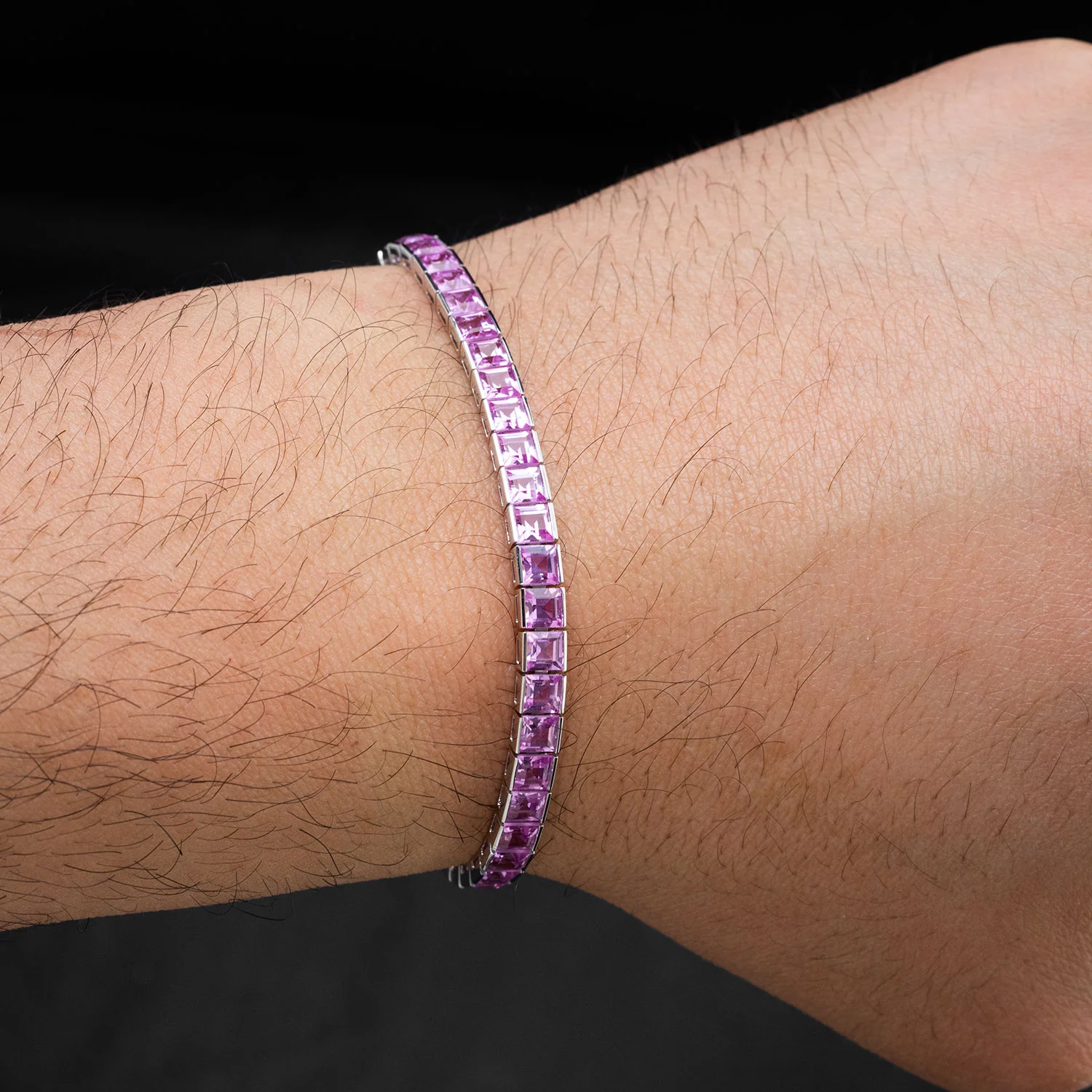 Tennis Bracelet Platinum with 15.345ct Pink Sapphires - Image 3
