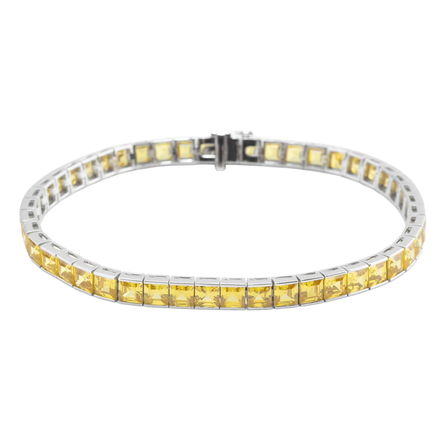 Tennis Bracelet Platinum with 21.006ct Yellow Sapphires