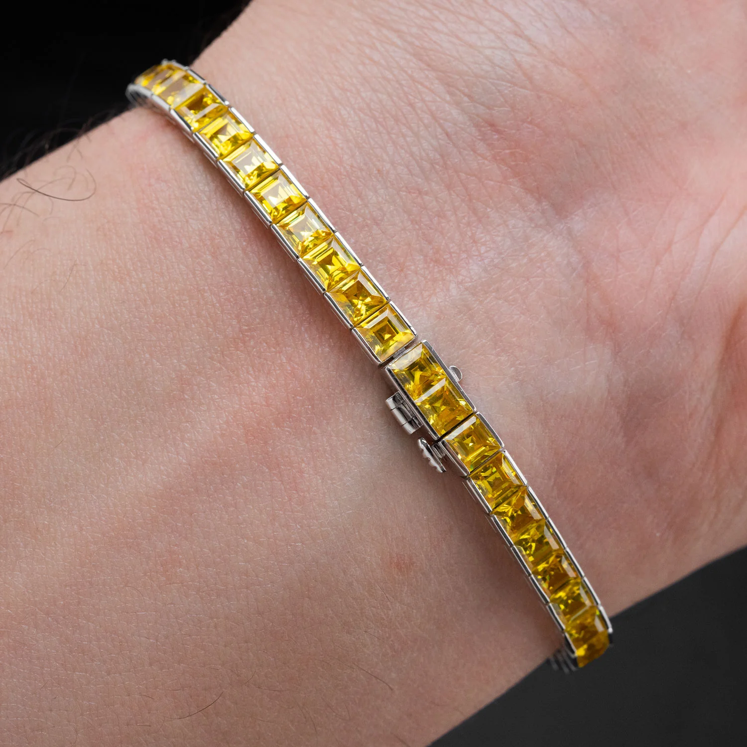 Tennis Bracelet Platinum with 21.006ct Yellow Sapphires - Image 3