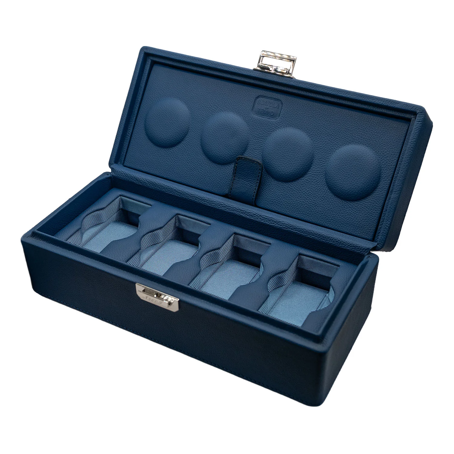 Scatola del Tempo - Scatola Del Tempo Leather 4-Piece Travel Watch Case Blue