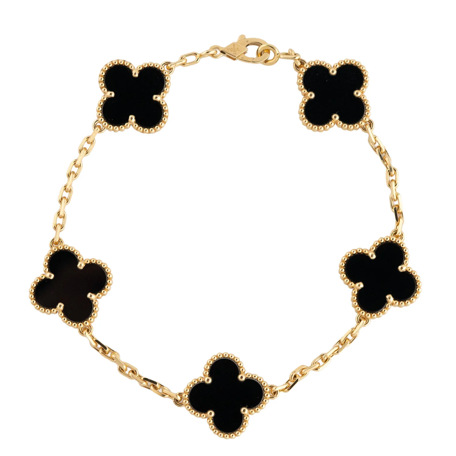 Vintage Alhambra 5 Motif Bracelet 750YG Onyx