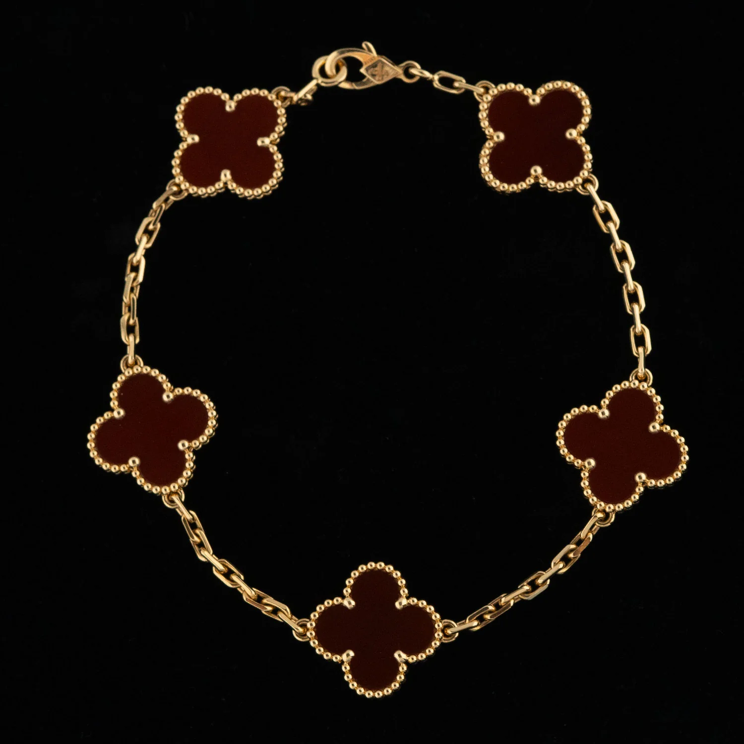 Vintage Alhambra 5 Motif Bracelet Carnelian - Image 3