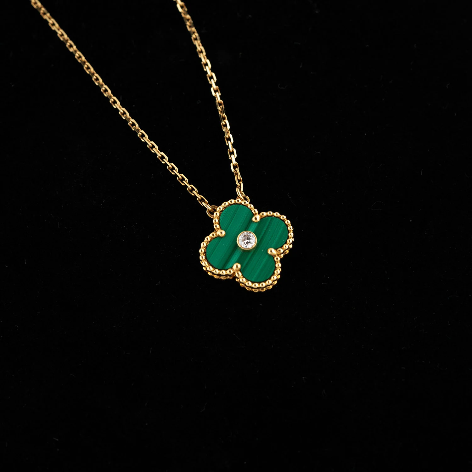 Vintage Alhambra Bracelet 1PD Necklacke Malachite - Size 19 - Image 2