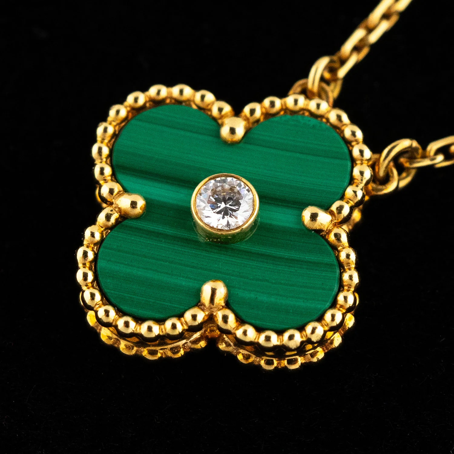Vintage Alhambra Bracelet 1PD Necklacke Malachite - Size 19 - Image 3