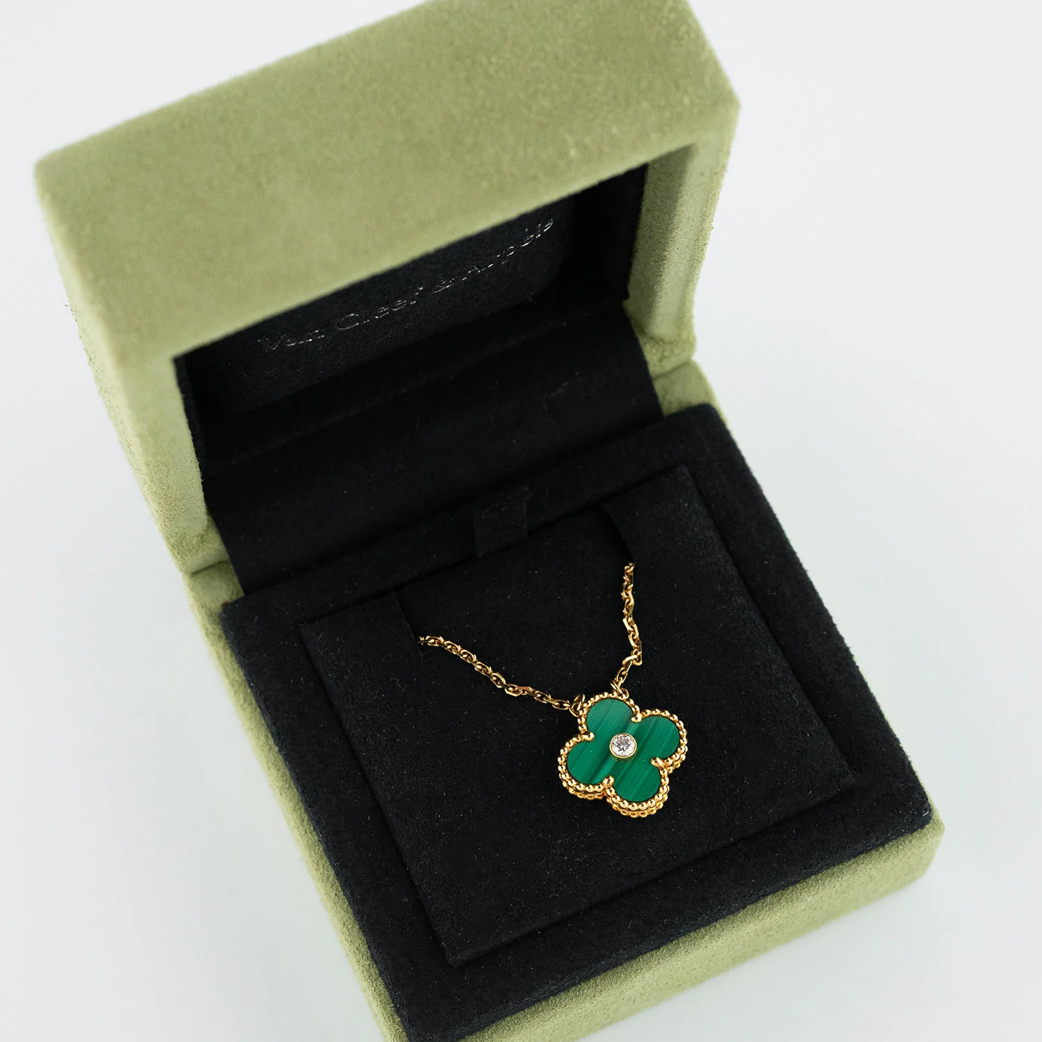 Vintage Alhambra Bracelet 1PD Necklacke Malachite - Size 19 - Image 6