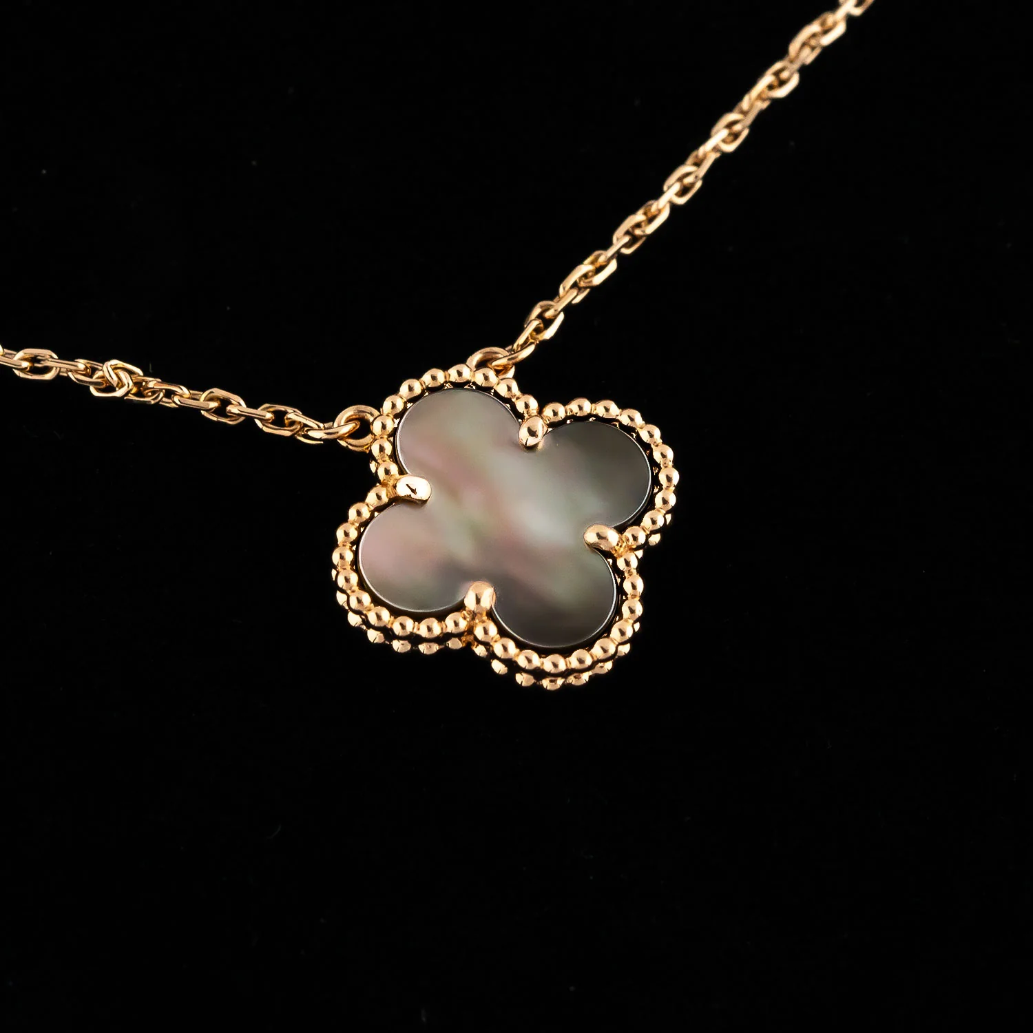 Vintage Alhambra Necklace Mother of Pearl - Image 3